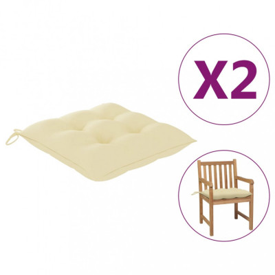 Perne de scaun, 2 buc., alb crem, 50x50x7 cm, material textil foto