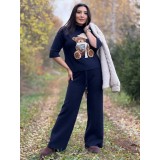 Pantaloni dama bleumarin tricotati