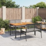 VidaXL Set mobilier de grădină cu perne, 3 piese, negru, poliratan