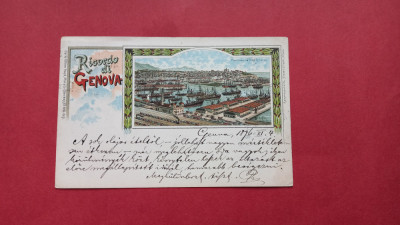 Italia Litho Ricordo di Genova Portul Panorama da Villa Rosazza 1896 foto