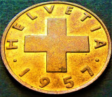 Moneda istorica 2 RAPPEN - ELVETIA, anul 1957 * cod 4547 A = UNC