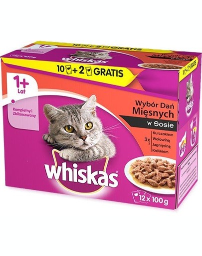 Whiskas MIX hrana umeda pisici, carne in sos 60 + 36 GRATIS (100gr)