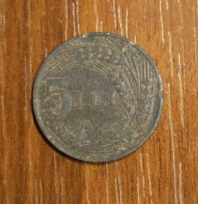 5 lei 1942, Rom&amp;acirc;nia, zinc foto