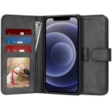 Husa tip carte pentru iphone 12, protectie completa 360, black, Techsuit