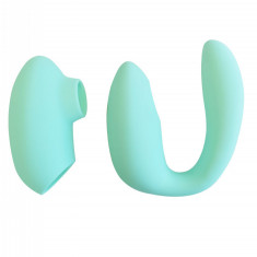 Vibrator Couples Foreplay Enhancer cu Atasament, Silicon, USB, Verde