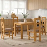 Cumpara ieftin Set de dining LELYSTAD 5 buc. Gri 90 x 90 x 75 cm