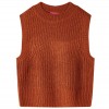 vidaXL Vestă Pulover Copii Tricotată, Moale, Caldă - Acril/Viscoză, Culoare Coniac/Maro, Mărime 140 (9-10 ani), Decolteu Rotund, Lavabilă.