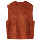 Cumpara ieftin Vestă pulover pentru copii tricotată, coniac, 140