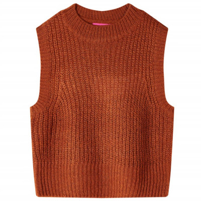 Vestă pulover pentru copii tricotată, coniac, 140 foto