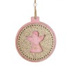 Ornament Brad Crăciun, Model &Icirc;ngeraș, Lemn, Roz, Glitter Bej, 10cm, Oem