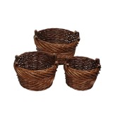 Cumpara ieftin Set 3 cosuri depozitare lemn rachita maro 27 x 18 cm, 33 x 20 cm, 40 x 23 cm