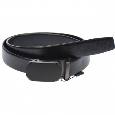 Curea din piele pentru barbati, catarama metalica fara ac, latime 3.5 cm, lungime reglabila, negru - LS236NNN foto