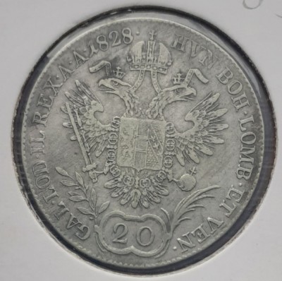 (A621) MONEDA DIN ARGINT AUSTRIA - 20 KREUZER 1828, LIT. E, MONETARIA ALBA IULIA foto
