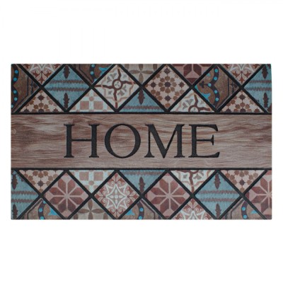 Covoraș Ușă, Model Placi, Mesaj &amp;quot;Home&amp;quot;, Multicolor, 75x45cm, Cauciuc cu Material Textil foto