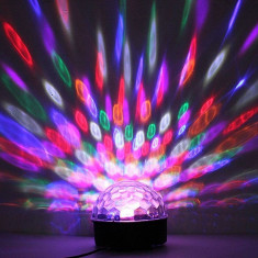 Glob disco joc lumini, LED RGB, muzica MP3, conectare USB, telecomanda foto