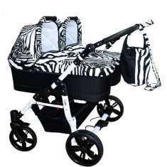 Carucior gemeni PJ Stroller 2 in 1 Zebra foto