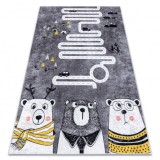 JUNIOR 52107.801 covor lavabil Urși, animale, străzi pentru copii anti-alunecare - gri, 120x170 cm