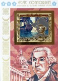 INS.COMORE-MARI NAVIGATORI-BICENTENAR USA- 2 COLITE PE FOLIE AURITA,1DANT.1NEDANT.-MNH**.-ICO 138