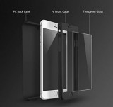 Husa pentru Apple iPhone 7 Black acoperire completa 360 grade cu folie de sticla gratis, MyStyle