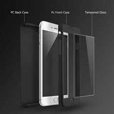Husa pentru Apple iPhone 7 Black acoperire completa 360 grade cu folie de sticla gratis