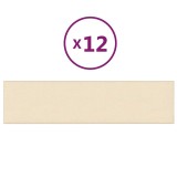 Panouri de perete, 12 buc., crem, 60x15 cm, textil, 1,08 m&sup2;