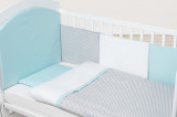 Set de pat pentru bebelusi Chevron Grey Turquoise 10 piese, BUBABA