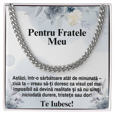 Cadou pentru frate, Lantisor cu mesaj, cutie bijuterii si card incluse foto