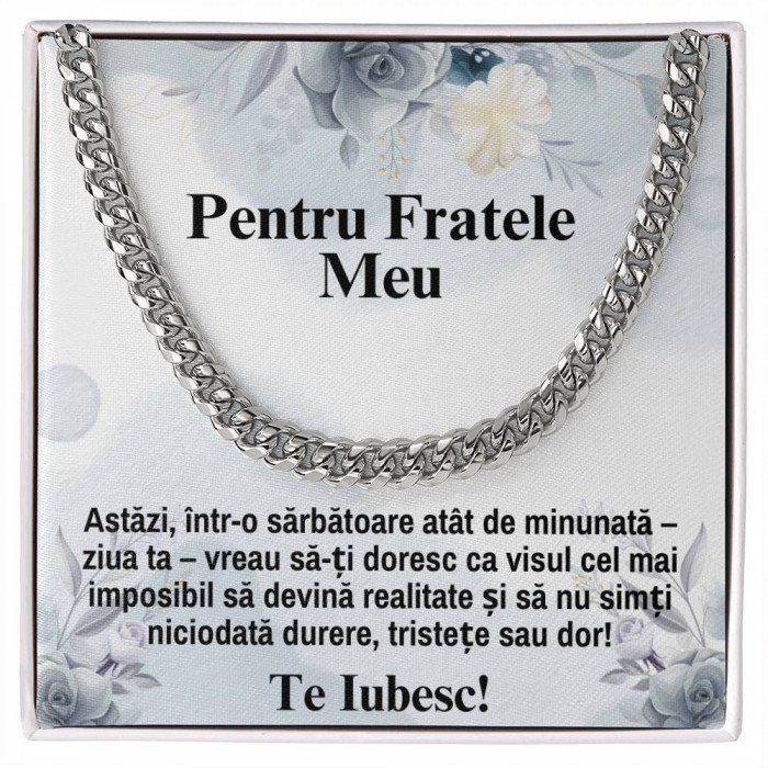 Cadou pentru frate, Lantisor cu mesaj, cutie bijuterii si card incluse