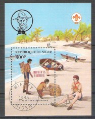 Niger 1985 Scout, perf. sheet, used R.014