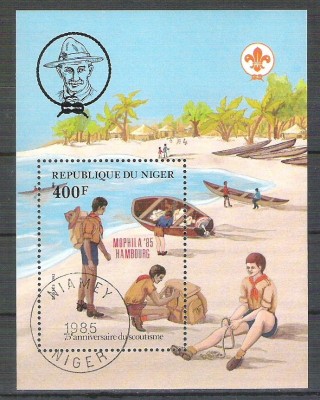 Niger 1985 Scout, perf. sheet, used R.014 foto