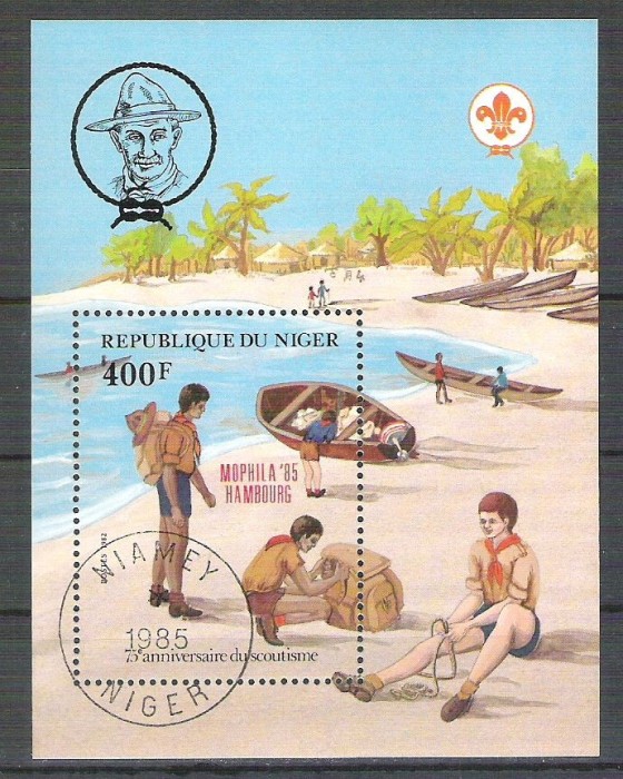 Niger 1985 Scout, perf. sheet, used R.014