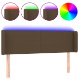 Cumpara ieftin Tablie de pat cu LED, maro inchis, 147x16x78/88 cm, textil