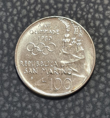 San Marino 100 lire 1980 Olimpiada XXII foto