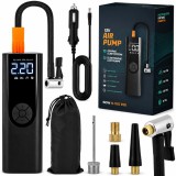 Compresor Auto Portabil Wireless, 150 PSI/10 Bar, Afisaj Digital, Manometru, Lanterna LED, pentru Masina si Bicicleta, Negru