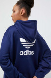 Adidas Originals bluză femei, culoarea bleumarin, cu glugă, cu imprimeu IP0584