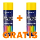 Vopsea spray retus decorativ efect fluorescent Bostik Super Color, lucios , interior/exterior, 400 ml, GALBEN 1 + 1 gRATIS
