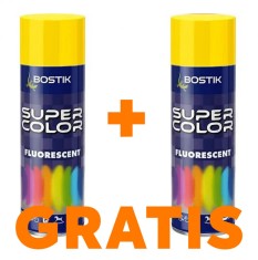 Vopsea spray retus decorativ efect fluorescent Bostik Super Color, lucios , interior/exterior, 400 ml, GALBEN 1 + 1 gRATIS