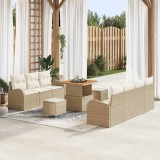 Set canapele grădină 10 piese cu perne rattan bej