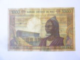 Rară! Mali 1000 Francs 1970,bancnota din imagini