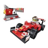 Cuburi de Construcție Mașină de Curse - Robot 2 &icirc;n 1 cu Figurină, 262 piese, Roșu, CMCLASS