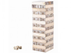 Joc tip jenga cu 48 de piese si 4 zaruri foto