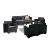 Set mobilier de gradina Leziter Nero III Large, 7 locuri, grafit