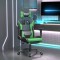 Scaun gaming de masaj/suport picioare, negru/verde, piele eco