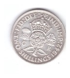 Moneda Anglia 2 shilling / 2 shillings 1942, stare foarte buna, curata, Europa, Argint