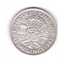 Moneda Anglia 2 shilling / 2 shillings 1942, stare foarte buna, curata
