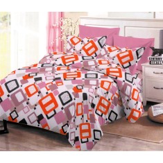 Lenjerie de pat pentru o persoana cu husa de perna patrata, Na Pali, bumbac mercerizat, multicolor