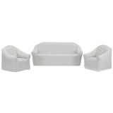 Cumpara ieftin Huse Elastice si Creponate fara Volane, Canapea 3 Persoane + 2 Fotolii, Alb - HC25