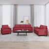 VidaXL Set de canapele cu perne, 3 piese, roșu vin, piele ecologică 3201401