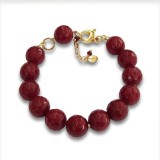 Cumpara ieftin Brățară Argint 925 Placată Aur cu Agat Rubiniu, Reglabilă 17-23cm, Harmony - Bijuterie Damă Elegantă, Made in Italy