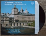 Antonio Soler, Miserere a 8, Miserere a 12// disc vinil, Clasica, electrecord